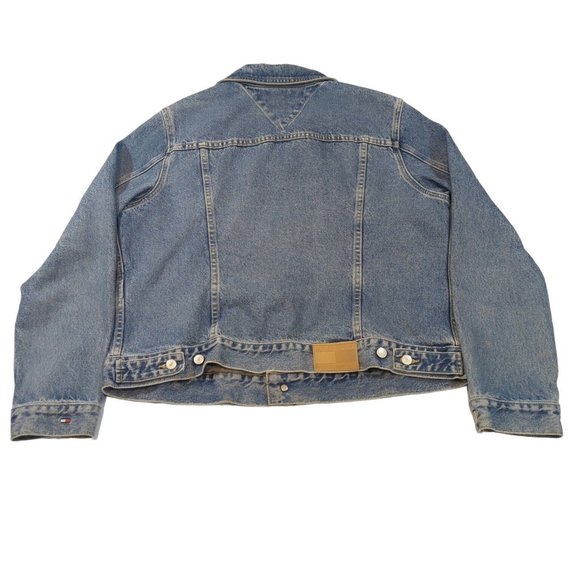 Vintage Tommy Hilfiger Denim Jacket Trucker Jean Women's XL BLUE Made In USA - Picture 5 of 9